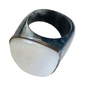 Deb Guyot Cocktail Ring VTG Quartz Solid Stone Natural Statement Chunky sz 9.5